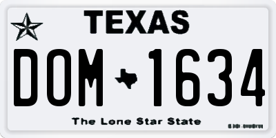 TX license plate DOM1634
