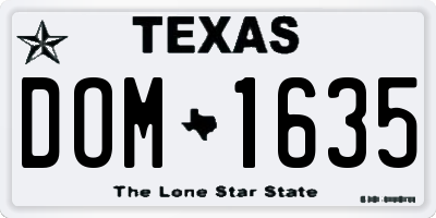 TX license plate DOM1635