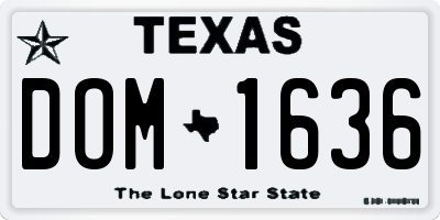 TX license plate DOM1636