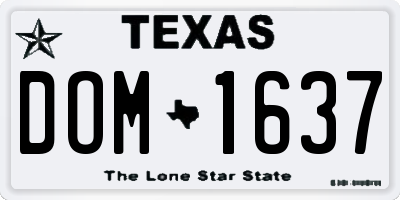 TX license plate DOM1637