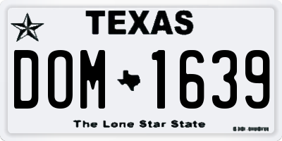 TX license plate DOM1639