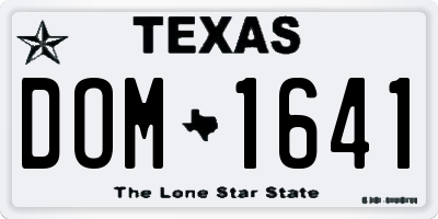 TX license plate DOM1641