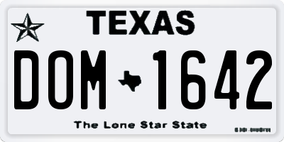 TX license plate DOM1642