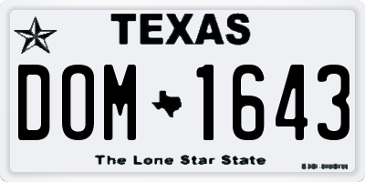 TX license plate DOM1643