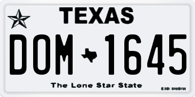 TX license plate DOM1645