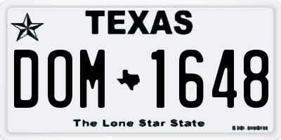 TX license plate DOM1648