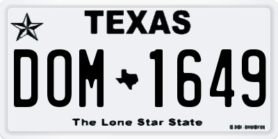TX license plate DOM1649