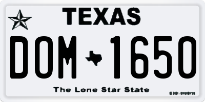 TX license plate DOM1650