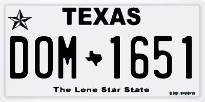 TX license plate DOM1651