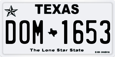 TX license plate DOM1653