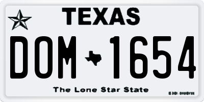 TX license plate DOM1654