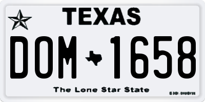 TX license plate DOM1658