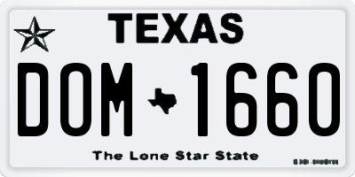 TX license plate DOM1660