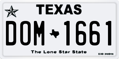 TX license plate DOM1661