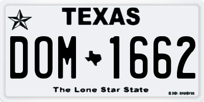 TX license plate DOM1662