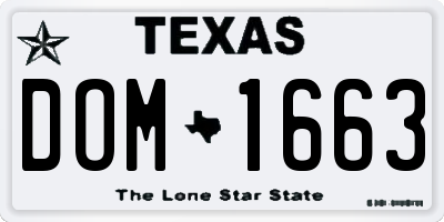 TX license plate DOM1663