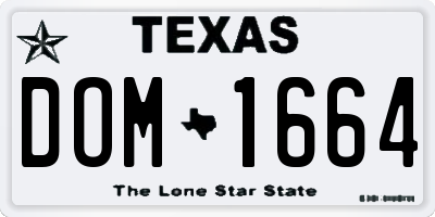 TX license plate DOM1664