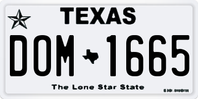 TX license plate DOM1665