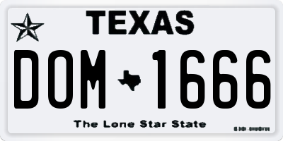 TX license plate DOM1666
