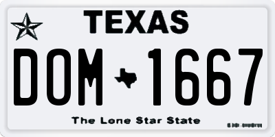 TX license plate DOM1667