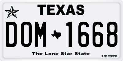 TX license plate DOM1668