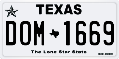 TX license plate DOM1669