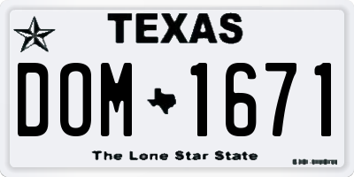 TX license plate DOM1671
