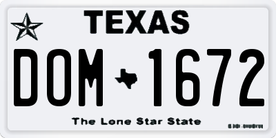 TX license plate DOM1672