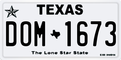 TX license plate DOM1673