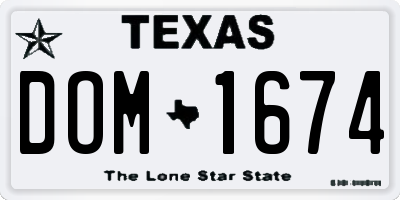 TX license plate DOM1674