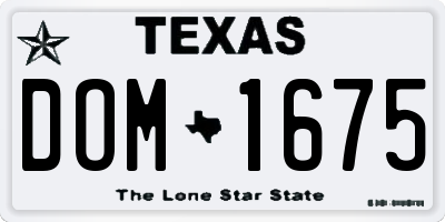 TX license plate DOM1675