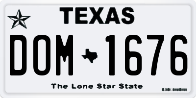 TX license plate DOM1676