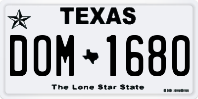 TX license plate DOM1680