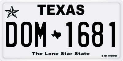 TX license plate DOM1681