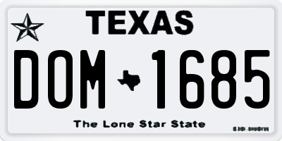 TX license plate DOM1685
