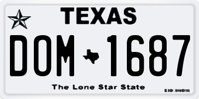 TX license plate DOM1687