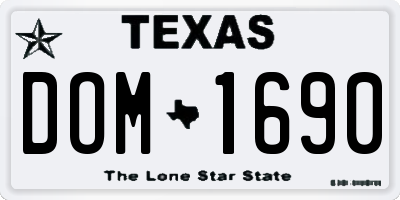 TX license plate DOM1690