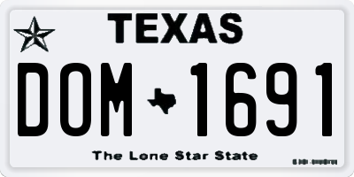 TX license plate DOM1691