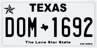 TX license plate DOM1692