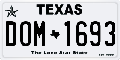 TX license plate DOM1693