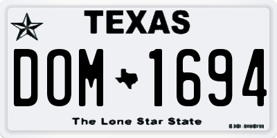 TX license plate DOM1694
