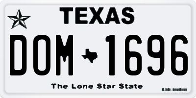 TX license plate DOM1696
