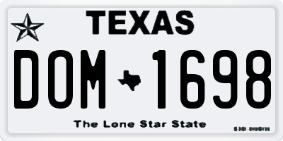 TX license plate DOM1698