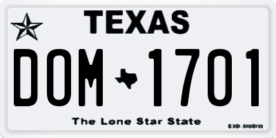 TX license plate DOM1701