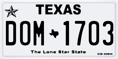 TX license plate DOM1703