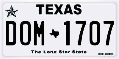 TX license plate DOM1707
