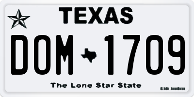 TX license plate DOM1709