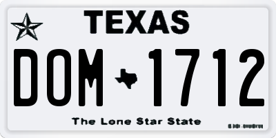 TX license plate DOM1712