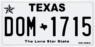 TX license plate DOM1715