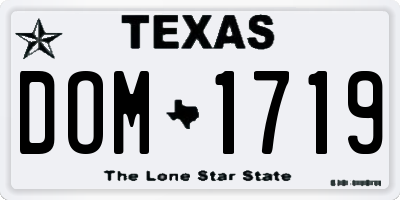 TX license plate DOM1719